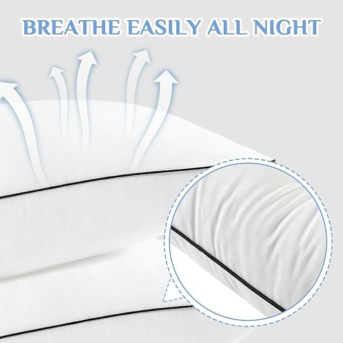 Pillows Standard And Full Size, Hotel Collection Bed Pillows For Side, Back, And Stomach Sleepers, Fluffy And Supportive, Down Alternative Microfiber Filled Pillows, Available In 2 Pack & 4 Pack - Image 10