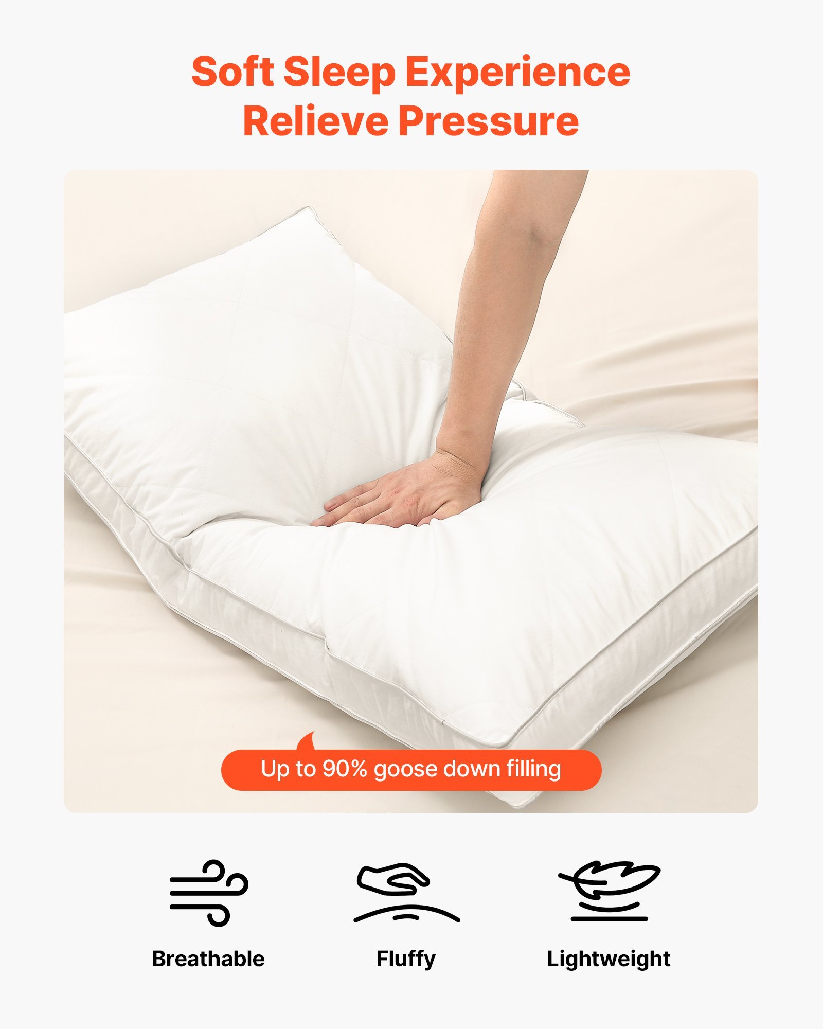 Bed Pillows For Sleeping, Set Of 2, King Size Luxury Quality Hotel Pillows With Original Down Alternative Filling, Supportive And Fluffy, Bedding For Back, Stomach And Side Sleepers, White - Image 2
