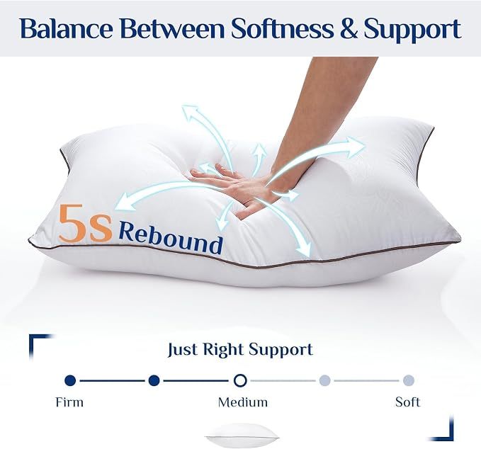 Pillows Standard And Full Size, Hotel Collection Bed Pillows For Side, Back, And Stomach Sleepers, Fluffy And Supportive, Down Alternative Microfiber Filled Pillows, Available In 2 Pack & 4 Pack - Image 9